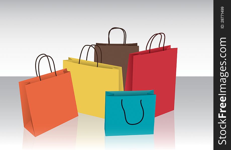 Paper shopping bags in different colors. Paper shopping bags in different colors