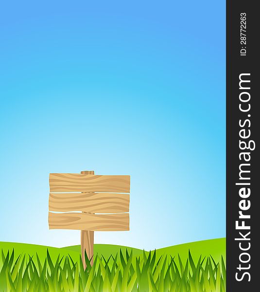 Illustration of grass with blank sign