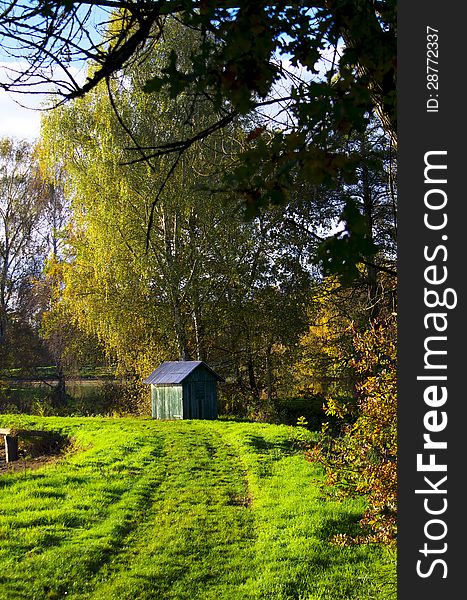 Autumn colors between ponds Lazne Bohdanec illuminated sun Czech republic. Autumn colors between ponds Lazne Bohdanec illuminated sun Czech republic