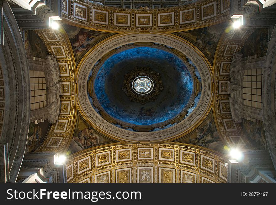 The dome of St Peter's Basilica in Vatican City. The dome of St Peter's Basilica in Vatican City