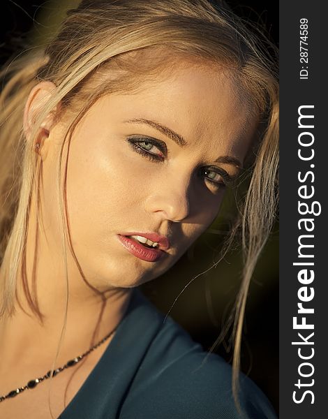 Young Woman With Beautiful Blue Eyes