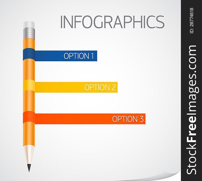 Infographics Template with pencil ribbon banner . This is file of EPS10 format.