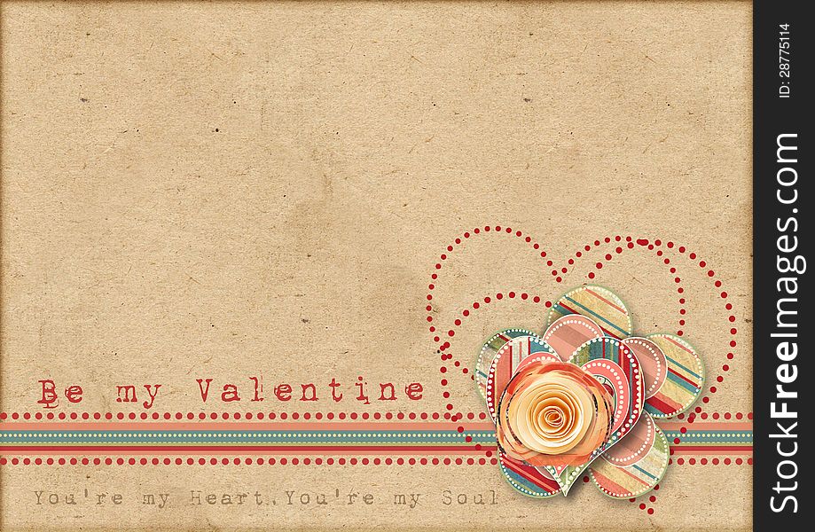 Vintage valentine background  with hearts and area for text. Vintage valentine background  with hearts and area for text