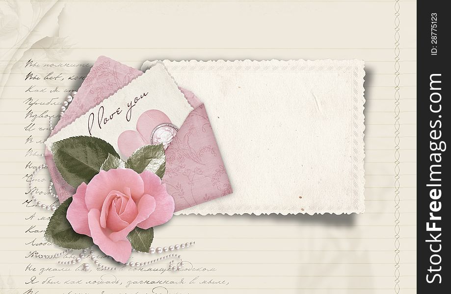 Vintage valentine background  with gorgeous card. Vintage valentine background  with gorgeous card