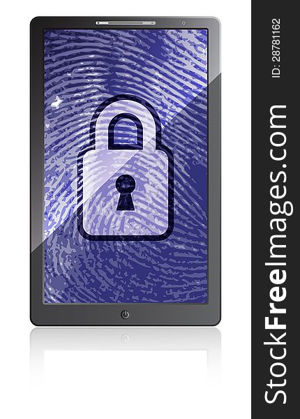 Mobile phone with fingerprint and padlock