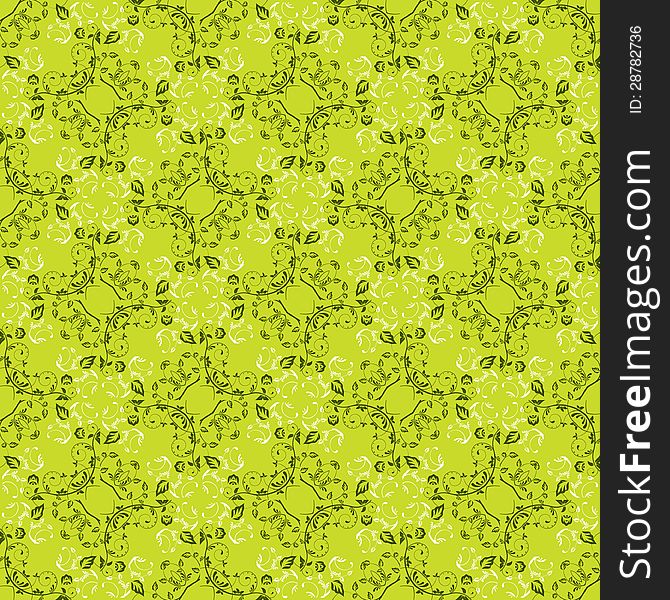Vector green seamless floral pattern.
