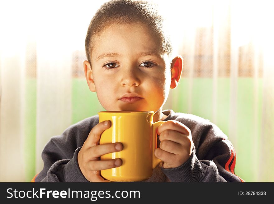 Child drinking tea-healthy life