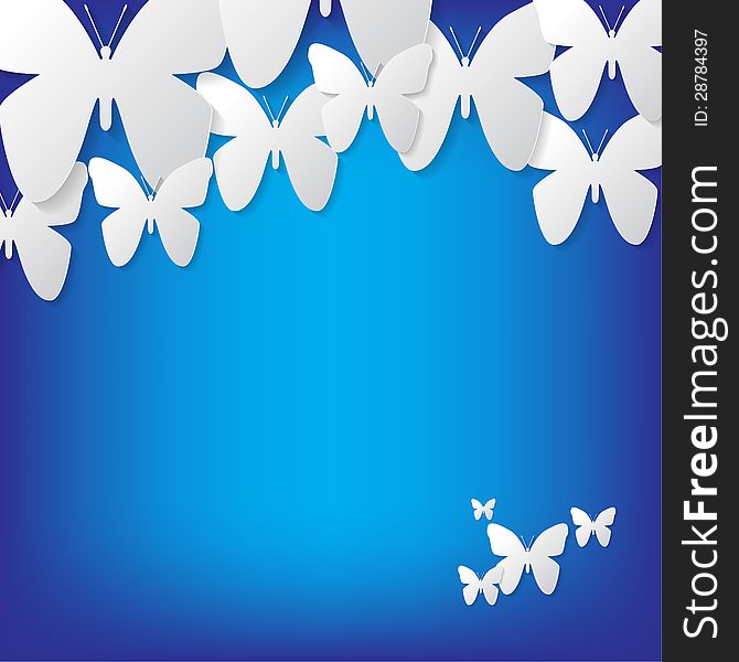 Illustration with butterflies on a blue background. Illustration with butterflies on a blue background