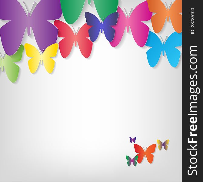 Illustration with butterflies on a grey background. Illustration with butterflies on a grey background