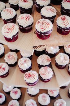 Red Velvet Cupcakes Stock Photo