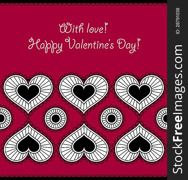 Card with an ornament from hearts for Valentine. You can writte your text and give loved one