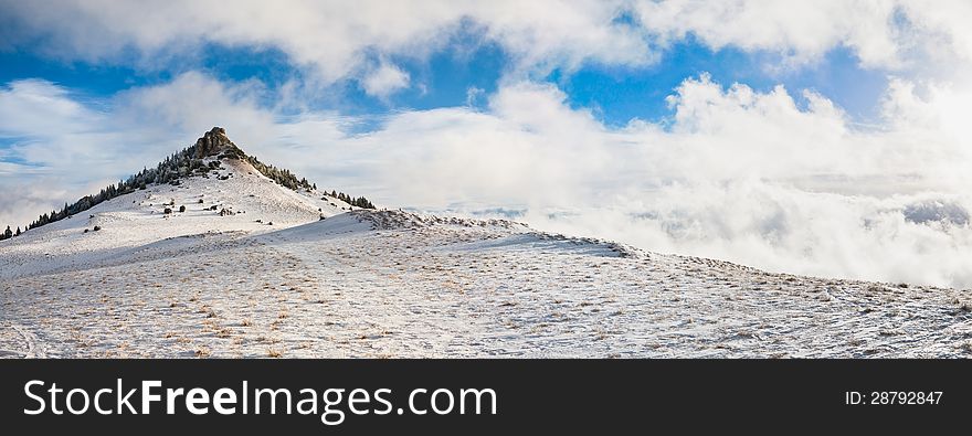 Beautiful panorama of Black Stone hill in winter. Beautiful panorama of Black Stone hill in winter