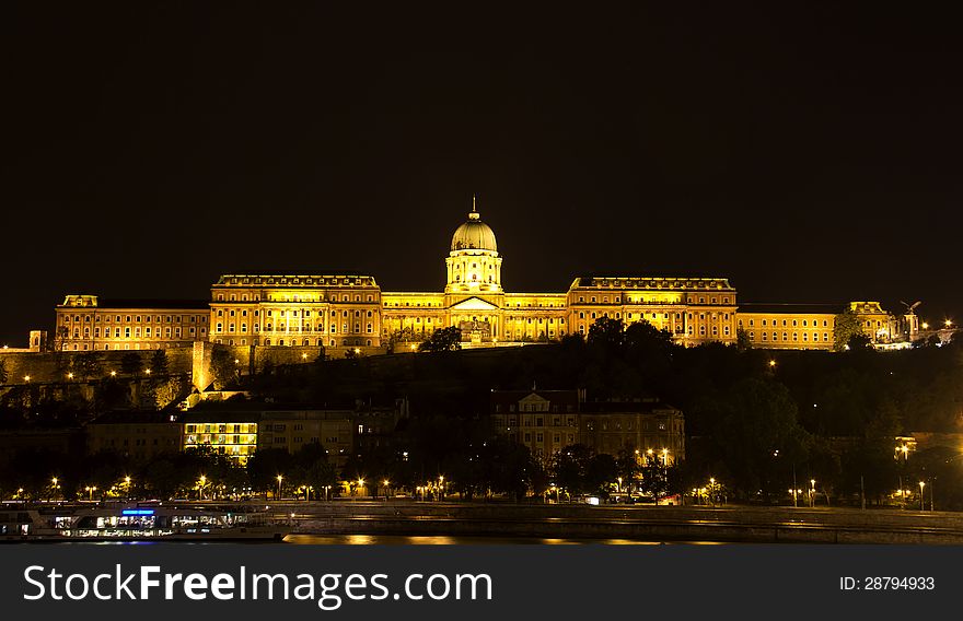 Budapest, Royal Palace, night view, Hungary