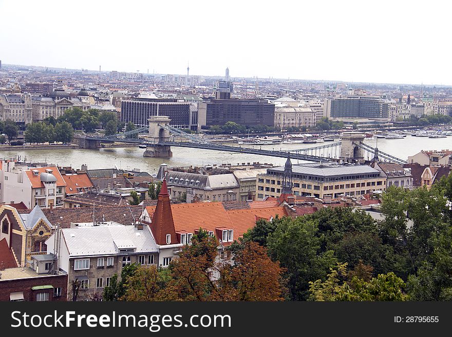 View on the bridges of Danube and the Hungary Parliament, Budapest