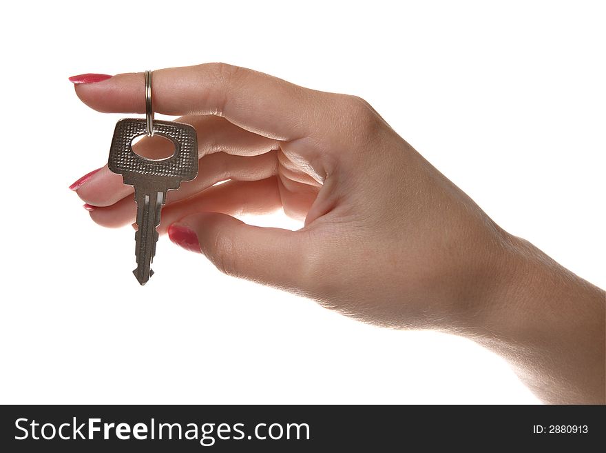 Handing over the keys on white background