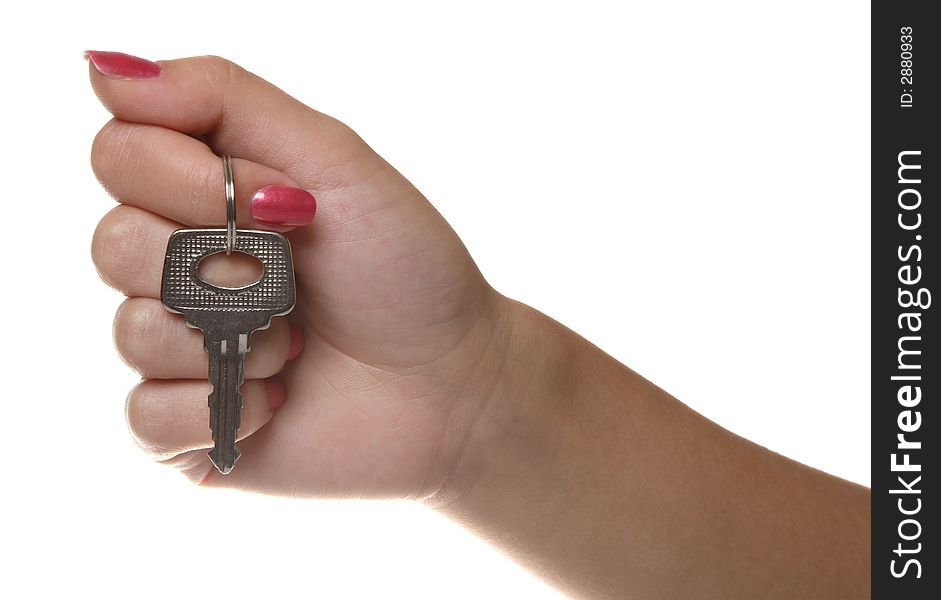 Handing over the keys on white background