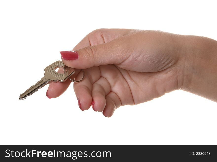 Handing over the keys on white background