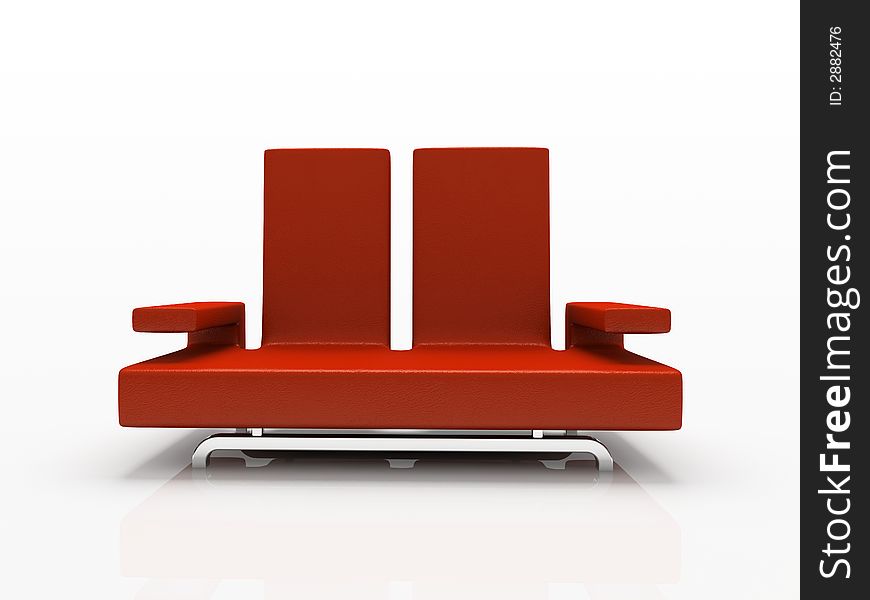 Red sofa on background