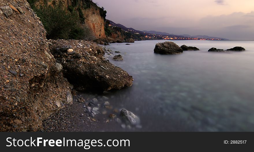 Dusky seascape picture from Kalamata, Greece