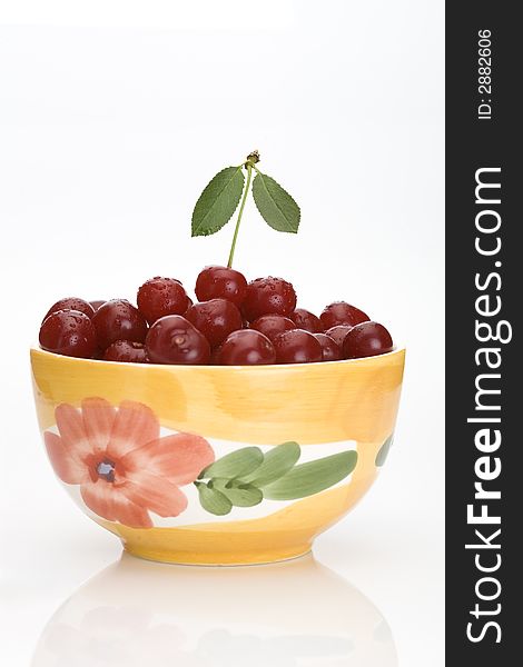 Bowl full of fresh cherries