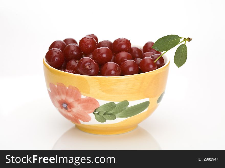 Bowl full of fresh cherries