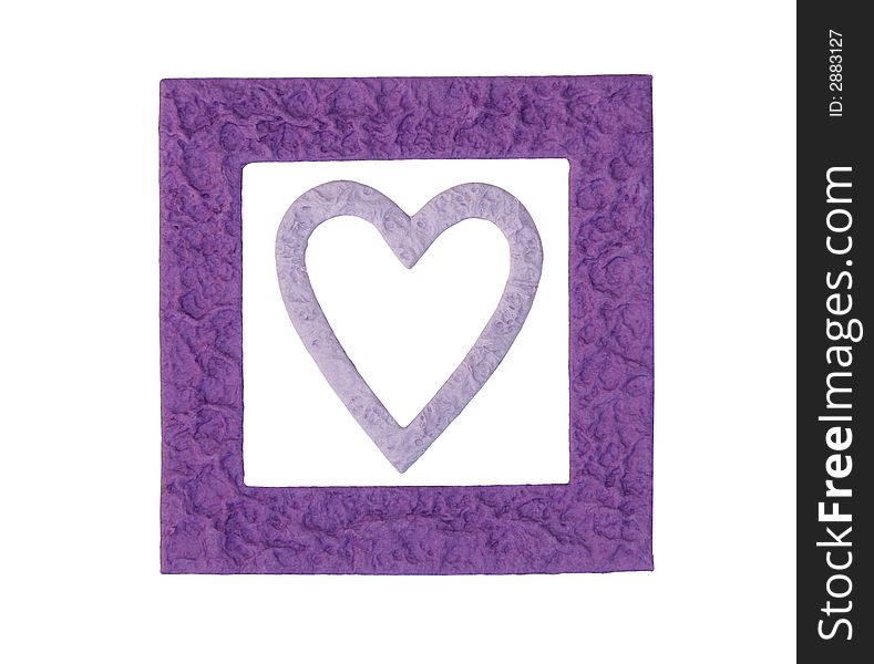 Purple Heart Within A Rectangular Frame, Textured Surface, White Background. Purple Heart Within A Rectangular Frame, Textured Surface, White Background