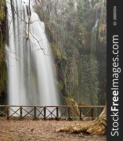 Small waterfall in the forest. Monasterio de piedra, Zaragoza, Spain