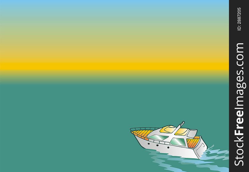 Art illustration: a yatch running in sea or river. Art illustration: a yatch running in sea or river