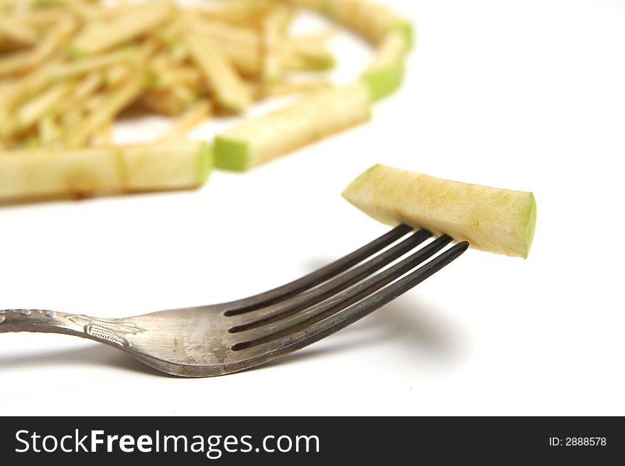 The useful cut apples. lunch