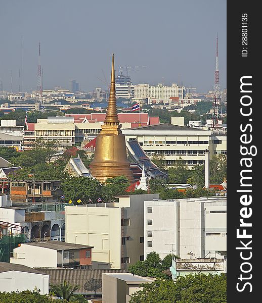 Grand golden pagoa at center of Bangkok city. Grand golden pagoa at center of Bangkok city