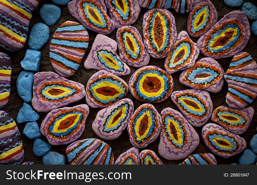 Colored painted stones background art