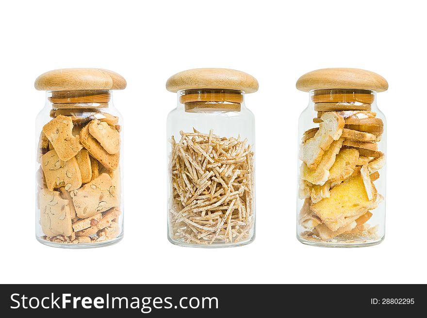 DESSERTS IN JAR ON WHITE BACKGROUND