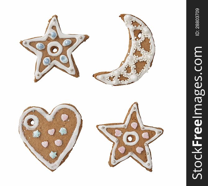 Set of 4 handmade cookies isolated