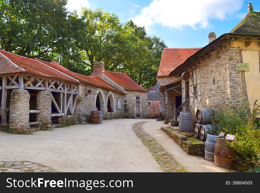 This medieval village situated in the amsement park Puy du Fou, France.