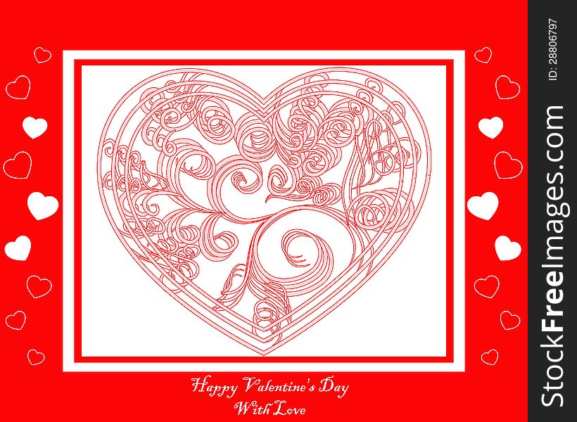 Vector red card with pink heart