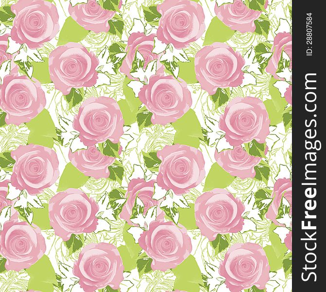 Vector seamless background with flowers