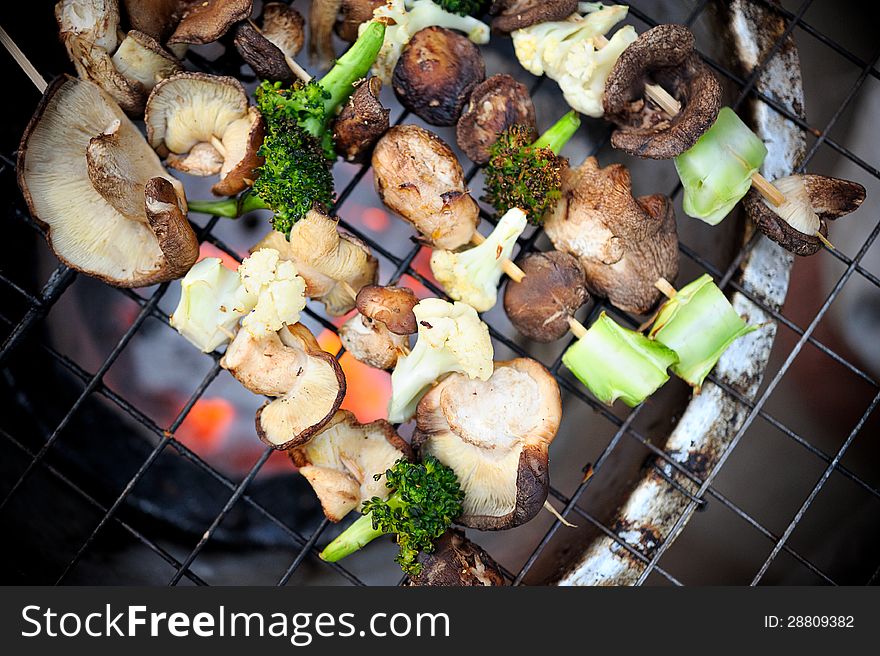 Delicious grilled vegetables over charcoal. Delicious grilled vegetables over charcoal