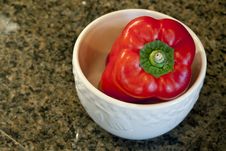 Red Bell Pepper In White Bowl Stock Photo