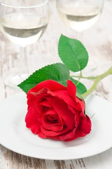 Rose And Glasses Of Wine On Valentine S Day Royalty Free Stock Photos Rose And Glasses Of Wine On Valentine S Day Royalty Free Stock Photos