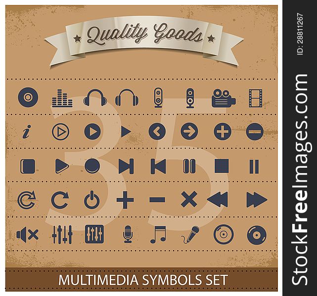 Pictogram Multimedia Symbols Set