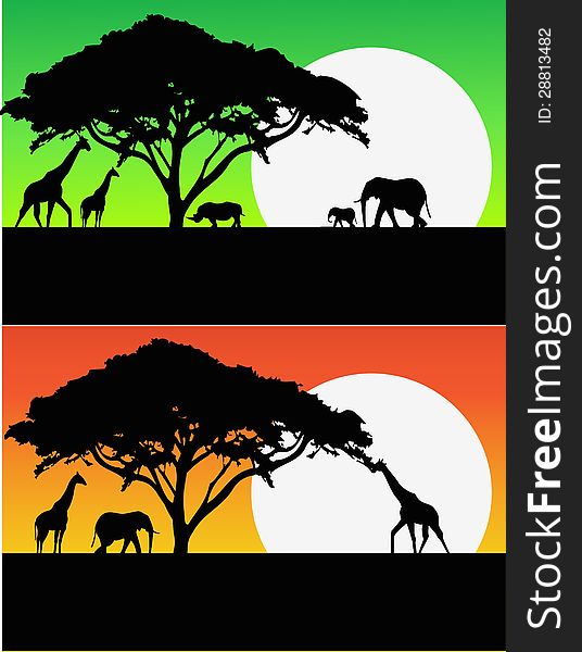Illustration of Safari background silhouette