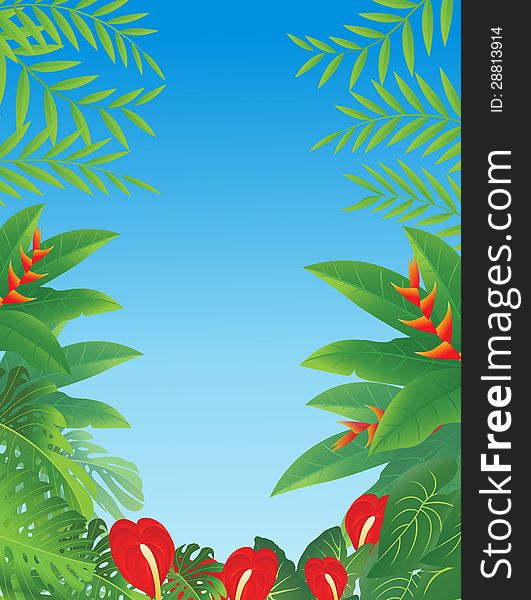 Illustration of tropical leaf backgroud. Illustration of tropical leaf backgroud