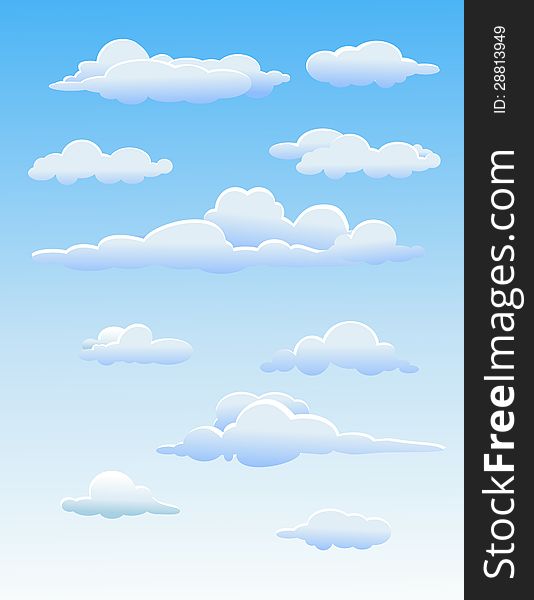 Illustration Of four cute clouds. Illustration Of four cute clouds