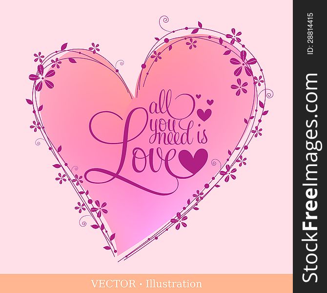 Elegant greeting card of Valentine`s day or Wedding with hearts and a field for your text. Vector illustration. Elegant greeting card of Valentine`s day or Wedding with hearts and a field for your text. Vector illustration