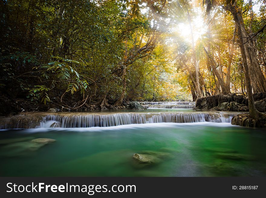 Deep forest waterfall