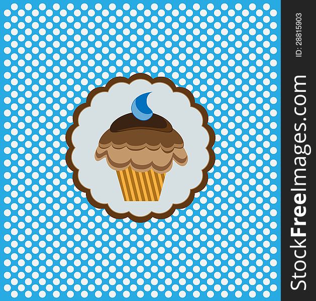 Illustration of cupcake with blue cream. Illustration of cupcake with blue cream