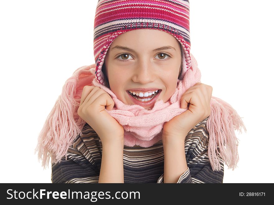 Beautiful Young Girl In Warm Winter Clothes