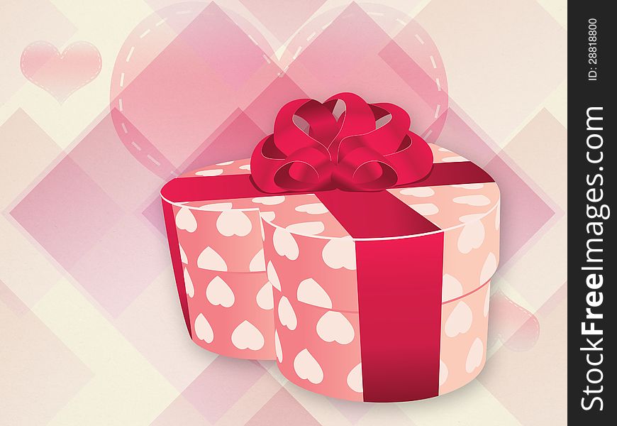 Illustration of opened heart shaped gift box on abstract background. Illustration of opened heart shaped gift box on abstract background.