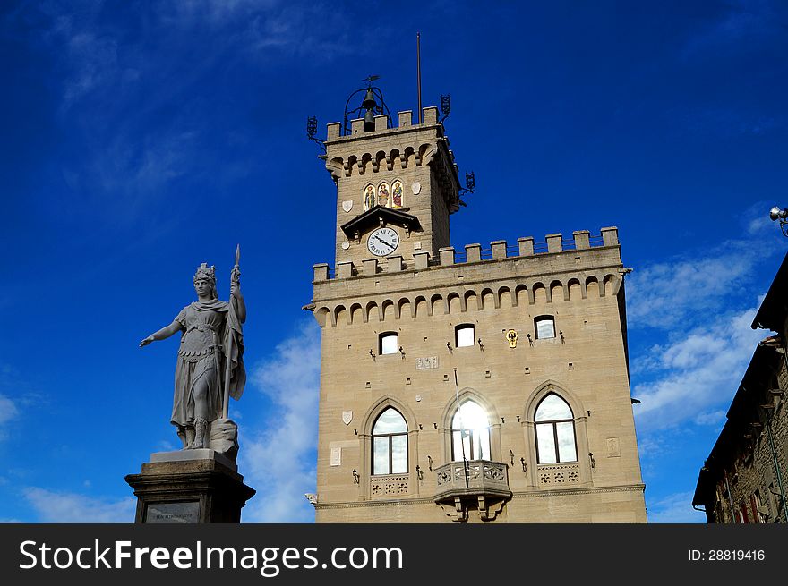 Italian castle on the mountain, sunny days