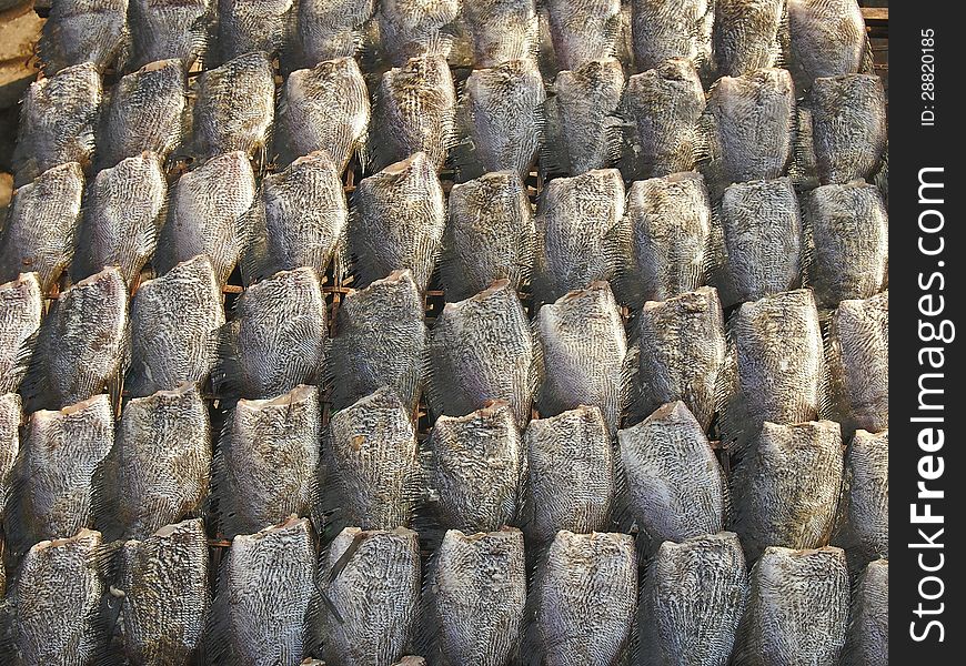 Drying fish in stall is prepare for selling